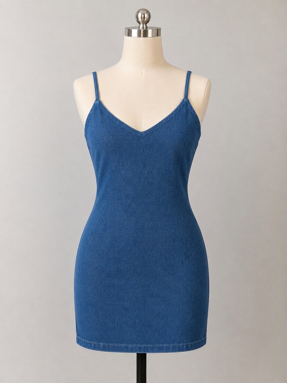 Susana Monaco Light Denim Stretch Mini Slip Dress Medium NWT Bodycon V-Neck